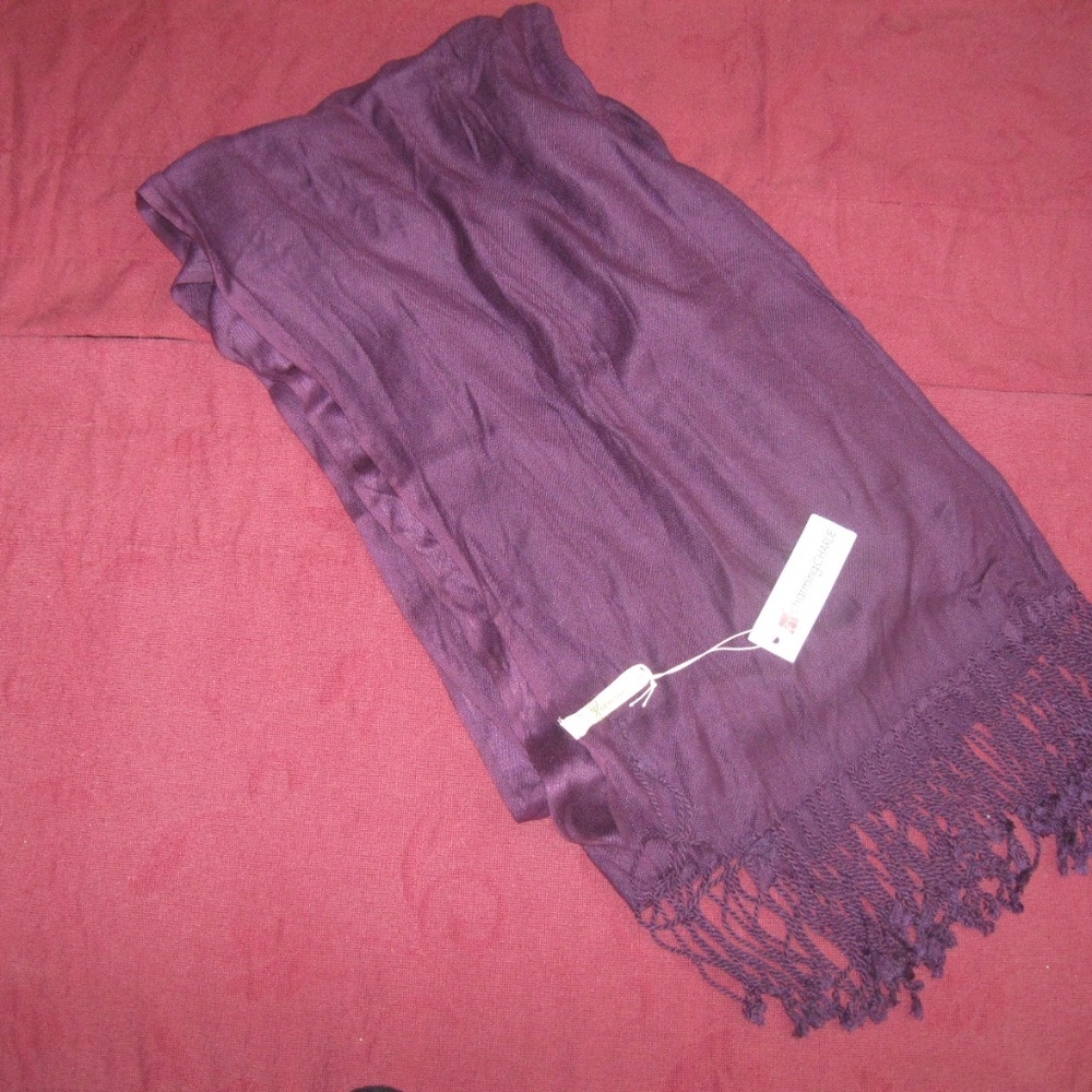 CharmingCHARLIE elegant shawl/wrap with fringe in royal, deep purple, NWT, OS